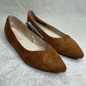 Samilor Faux Suede Pointed Toe Ballet Flats-Women’s 10-Brown-Classic-Casual-NEW